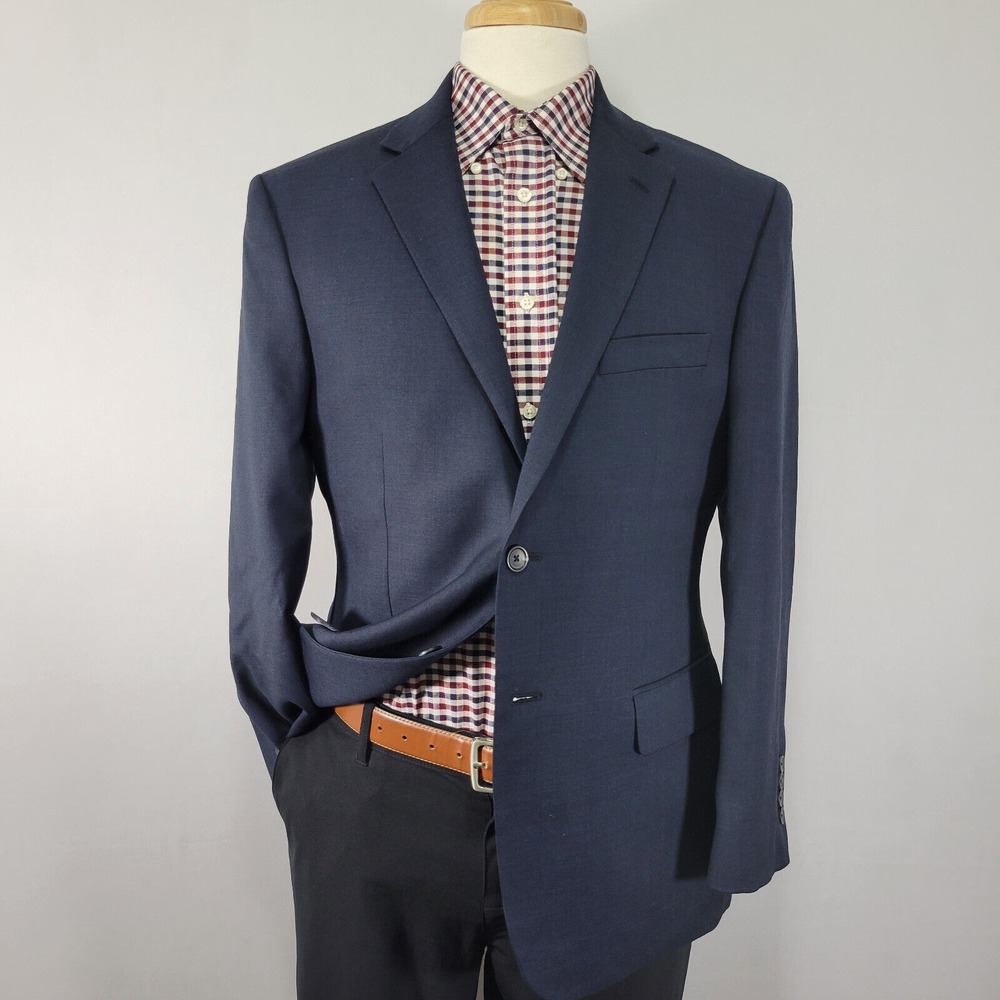 Pronto Uomo Platinum Men's Sport Coat Blazer Two Button Navy Wool Size 42S